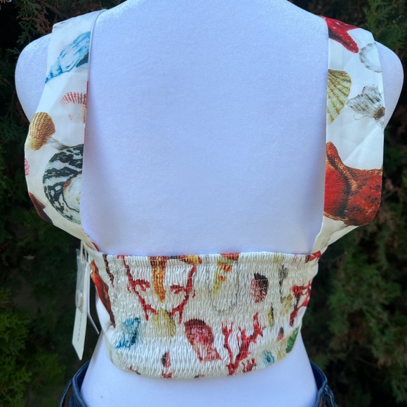 NWT Women’s Commense Multicolor Seashell Print Crop Top size XS - Picture 4 of 5